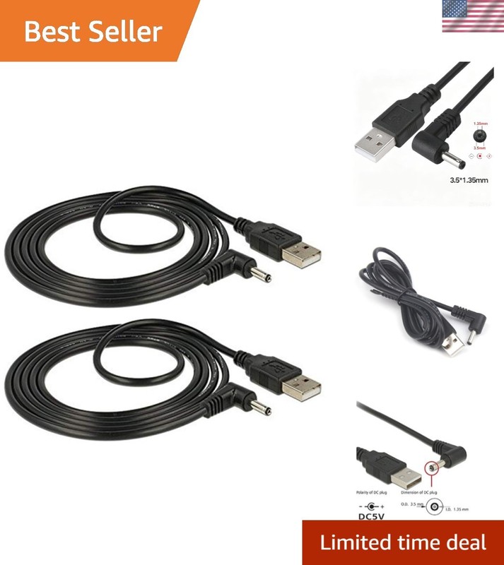 Efficient USB 2.0 A Male to DC 3.5mm Barrel Jack Cable – 3FT Length, 2.5A Output