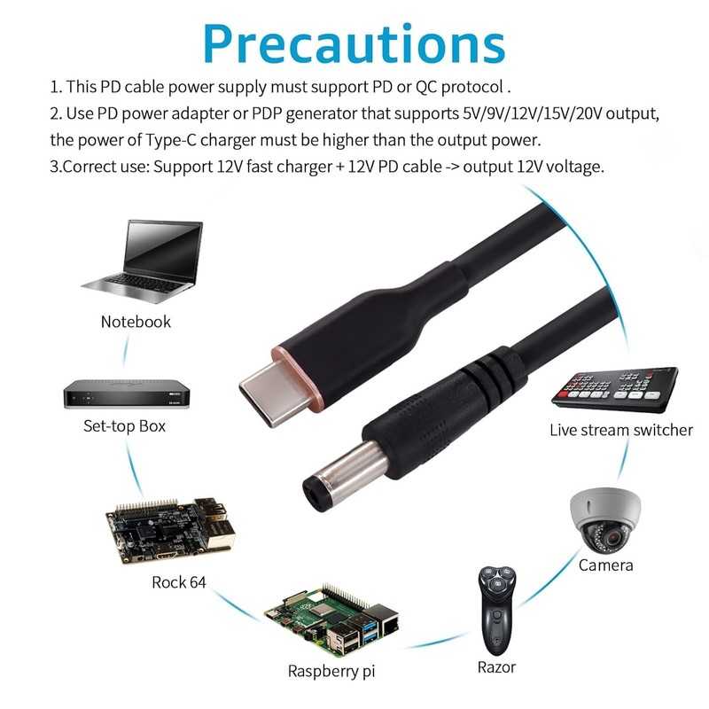 MagicConn USB Type C PD to DC Power Cable55x25-12V gallery