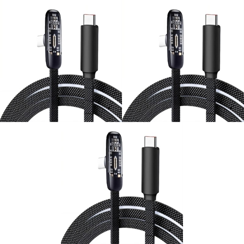 100W USB C Charging Cable 90 Degree Angled And Braided Design
