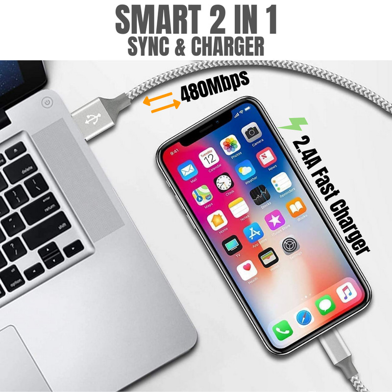 3 Pack 6ft USB Charger Cable Braided For iPhone SE 11 XR 8 7 Fast Charging Cord gallery