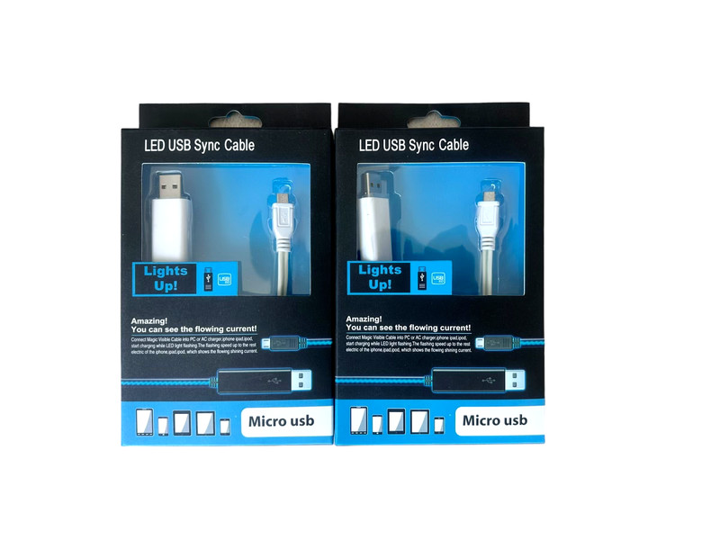 Micro USB 2.0 LED Sync Cable Charger iPhone iPad iPod *LOT OF 2*