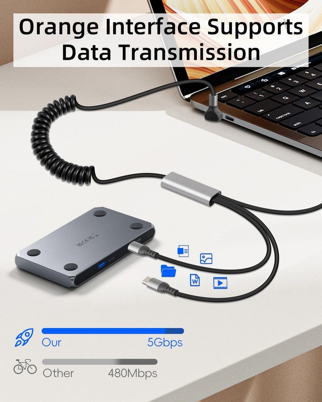 90 Degree USB A to USB Splitter Charging Cable,3 in 1 Coiled USB A to USB Fas... gallery