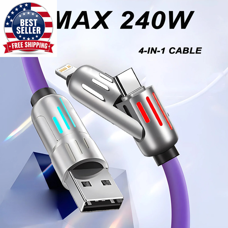 1/2/3Pcs 4-IN-1 240W USB Type C to USB C Cable PD Fast Charger Wire for Iphone 1 gallery