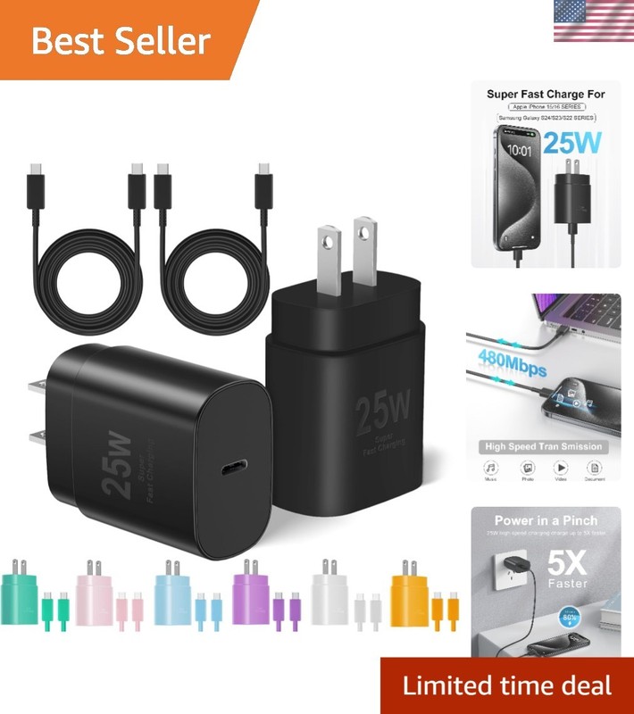 Certified 25W USB C Charger with 10FT & 6FT Cables – Ultimate Charging Duo