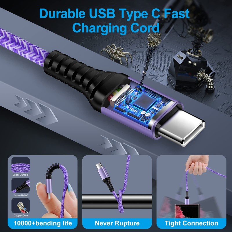 USB C to USB A Fast Charging Cable for iPhone 17 16 15 3 ft 4 Pcs gallery