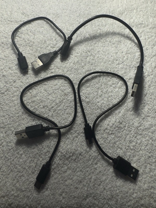 Lot of 4 Mixed Short Cables 3 USB-A to Micro-USB Cables and 1 USB Type C Cable
