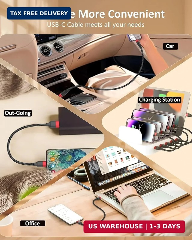 Short USB to USB C Cable 2 Pack, 6 inch USB C Cable Braided, 0.5ft Type C Charge gallery