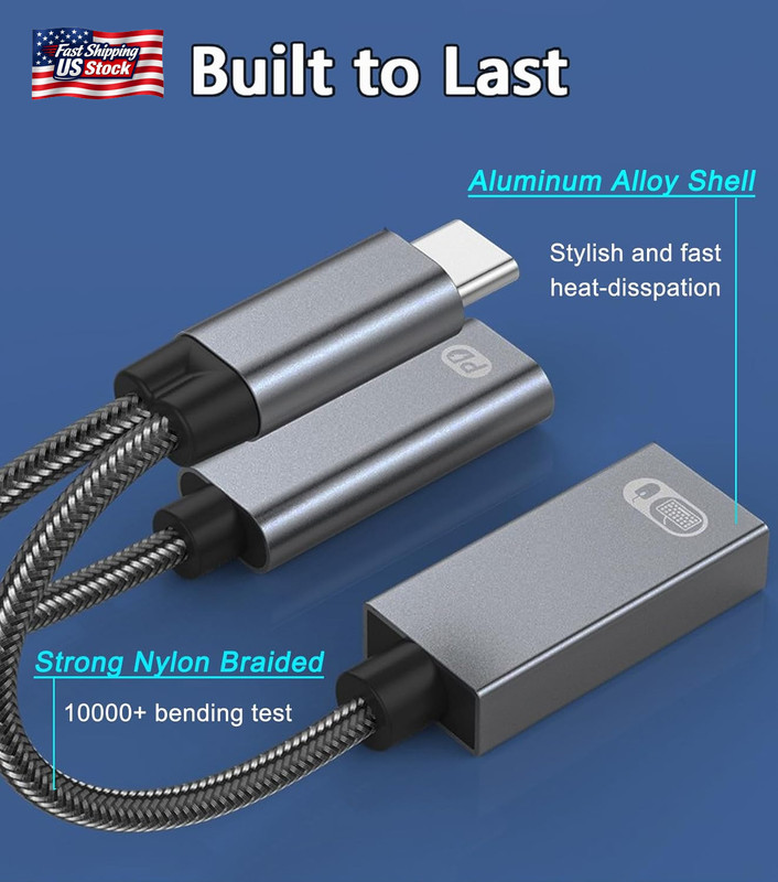 AKWOR USB C to USB OTG Adapter, 2 in 1 USB C Splitter with Pd-In 60W Charging Po gallery