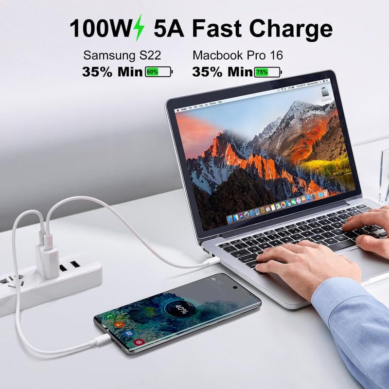 For Samsung iPhone 15 16 iPad Pro 100W Type C to USB-C Fast Charger PD Cable Lot gallery