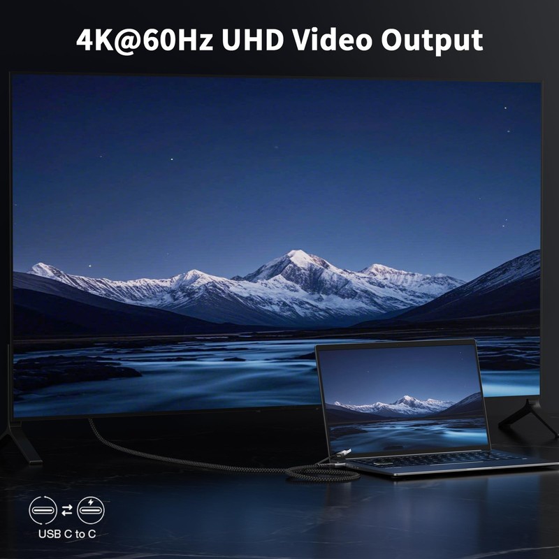 6.6FT USB A To C Cable 3.2 Gen 2x2 20Gbps 4K@60Hz 100W Fits Thunderbolt 3/4 gallery
