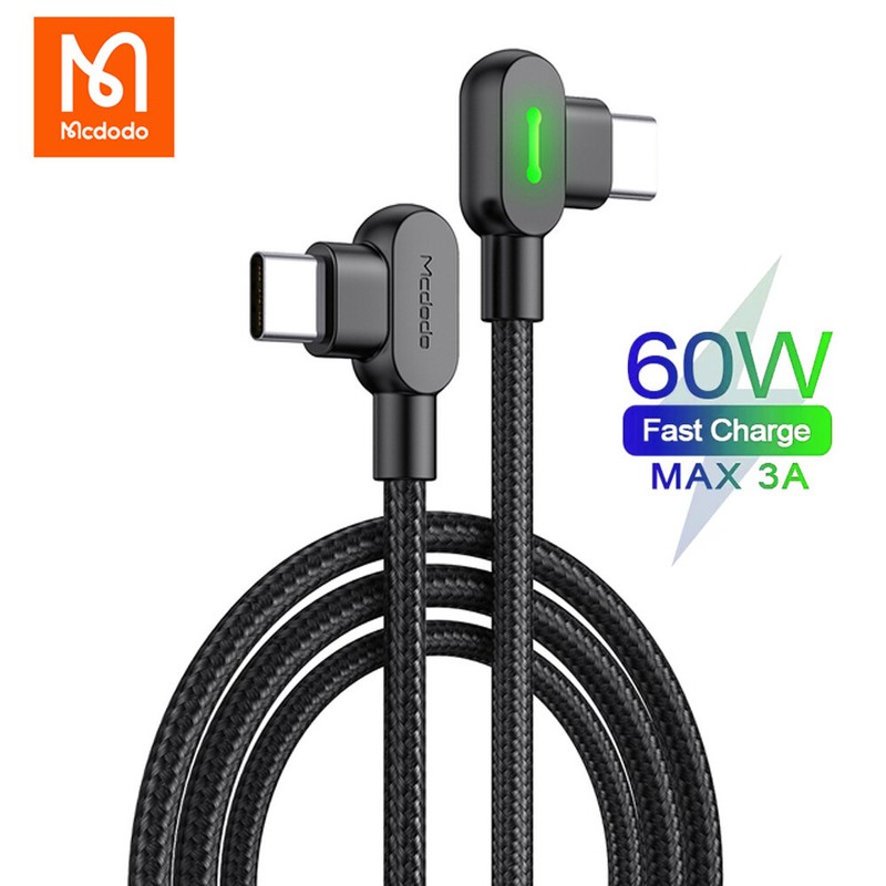 Mcdodo 60W PD 3A 90° Type C To USB-C Cable Fast Charging Cable For Samsung