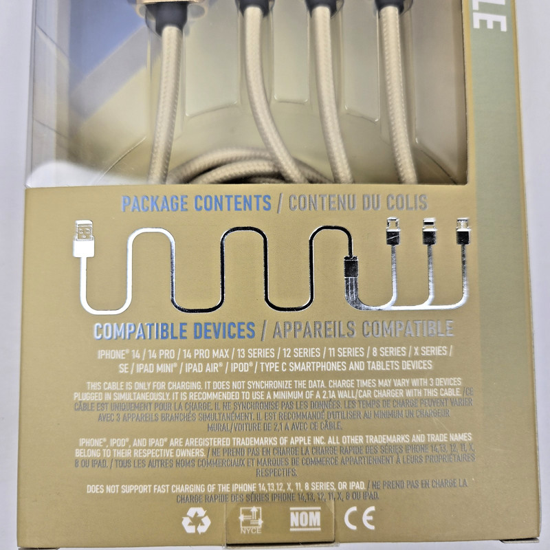 Tekniq 6 Foot 3 in 1 Cable -NEW- TQ1033 Lot of 2 gallery