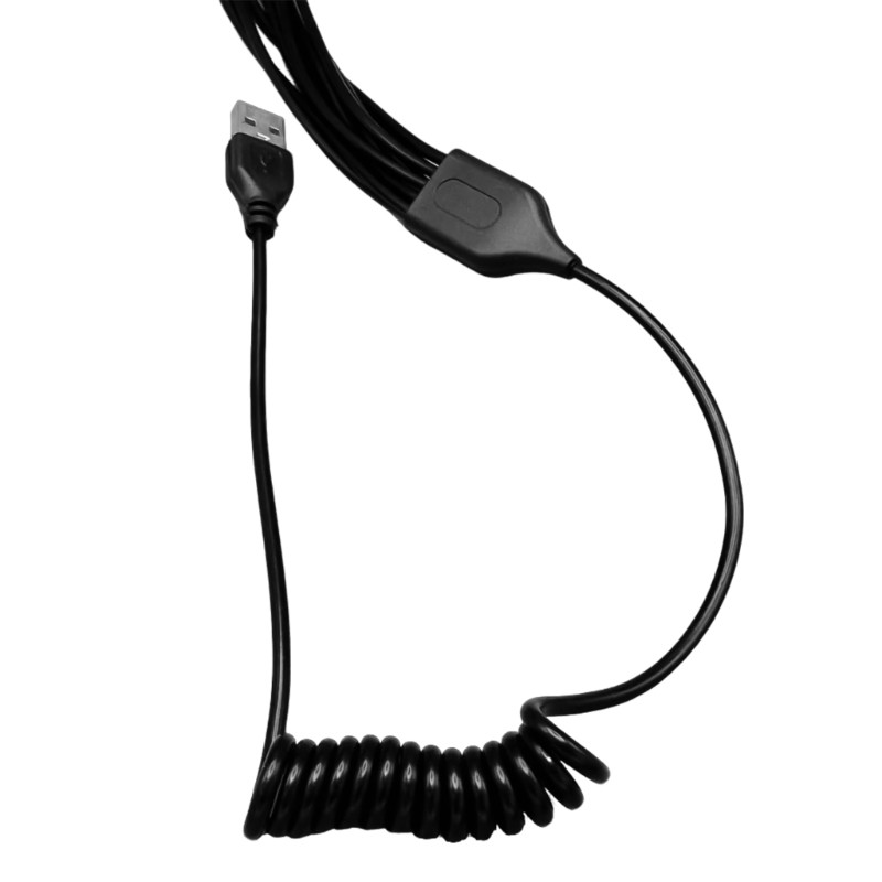 10-Way USB Charging Adapter Cable Spring Coiled Wire Support Quick Data Sync