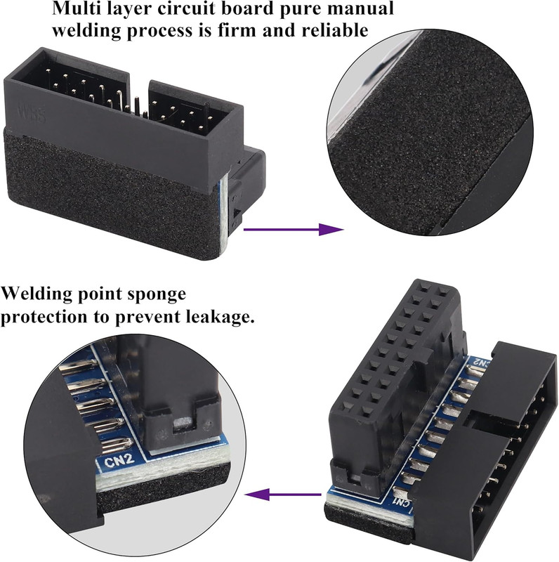 2 Pack down Right Angle USB 3.0 19-Pin Connector 90 Degree 19Pin/20Pin 3.0 USB F gallery