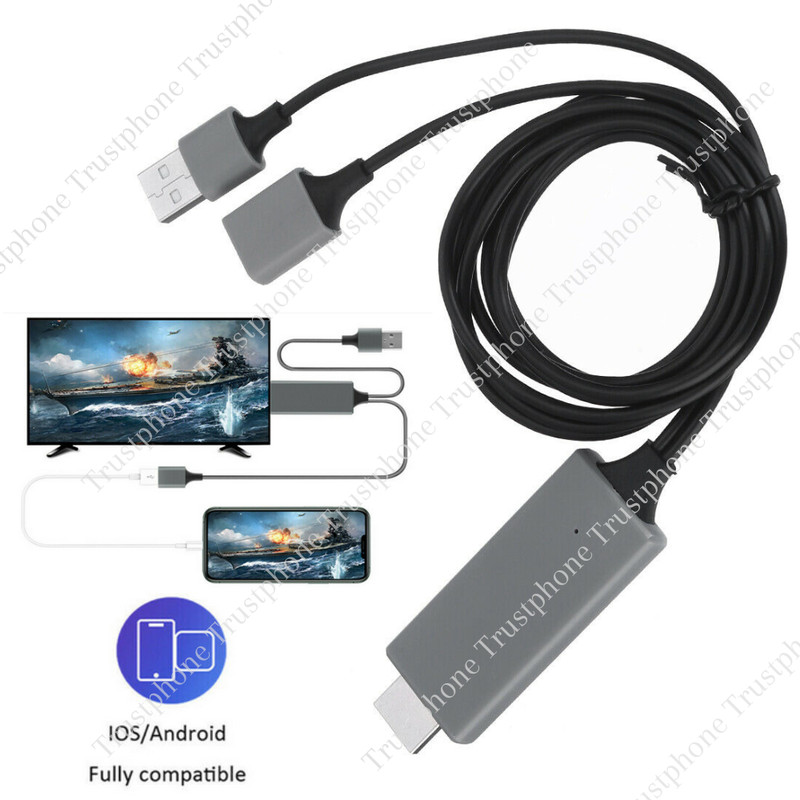 USB HDMI Cable 1080P Phone to Digital TV HDTV AV Adapter For iPhone iPad Android