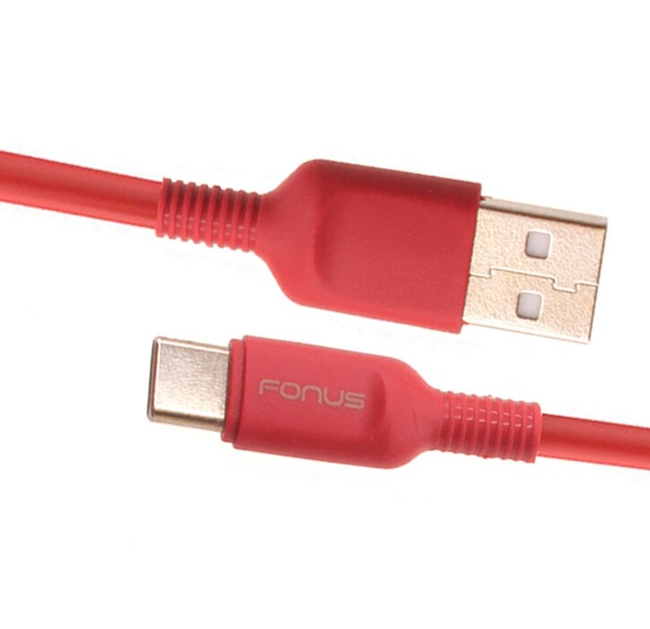 Red 6ft USB-C Cable Charger Cord Power Wire Type-C Fast Charge for Smartphones