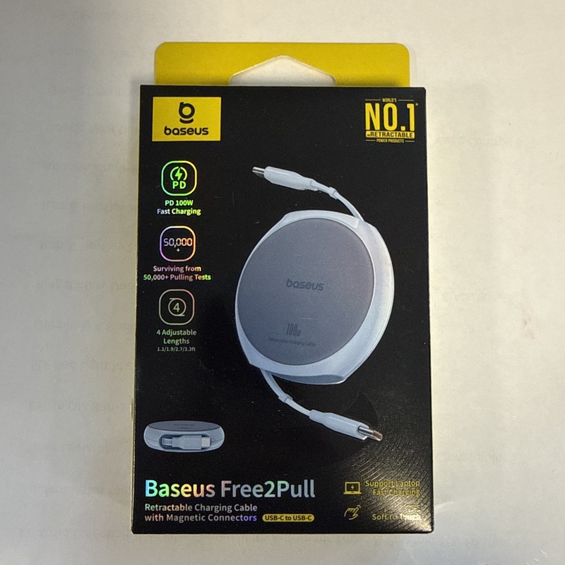 Baseus Free2Pull 100W Retractable USB-C Charging Cable w/ Magnetic Connectors