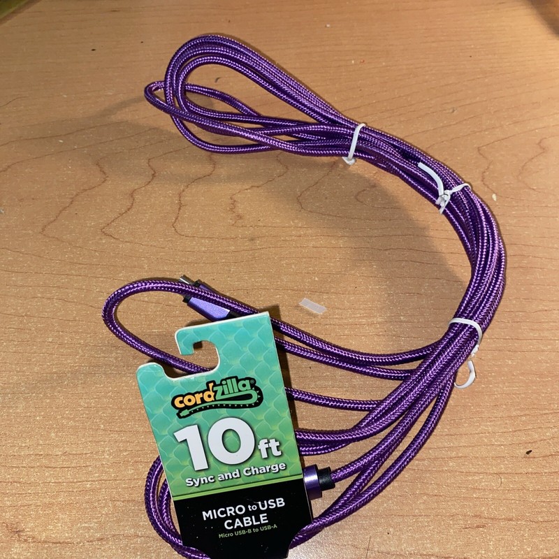 Sync & Charge Micro To USB 10 Foot Long Braided Purple Cable Cordzilla