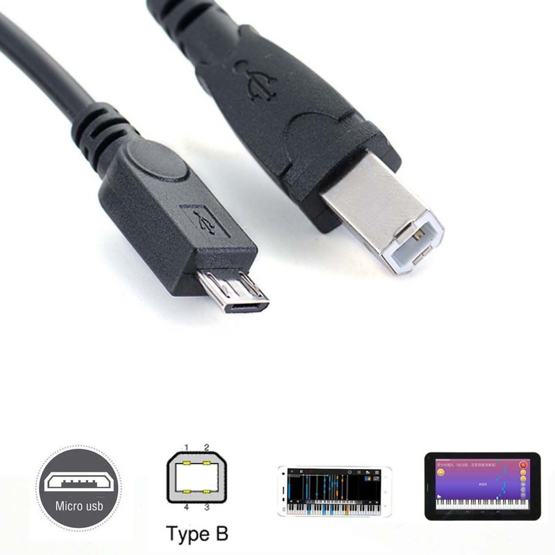 micro usb Male to USB 2.0 B Male Data OTG Cable Phone Electronic piano drum MG