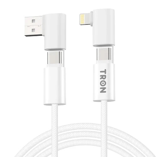 4-in-1 USB A to C and L Braided Charger Cable - 6FT, White-TR46 gallery