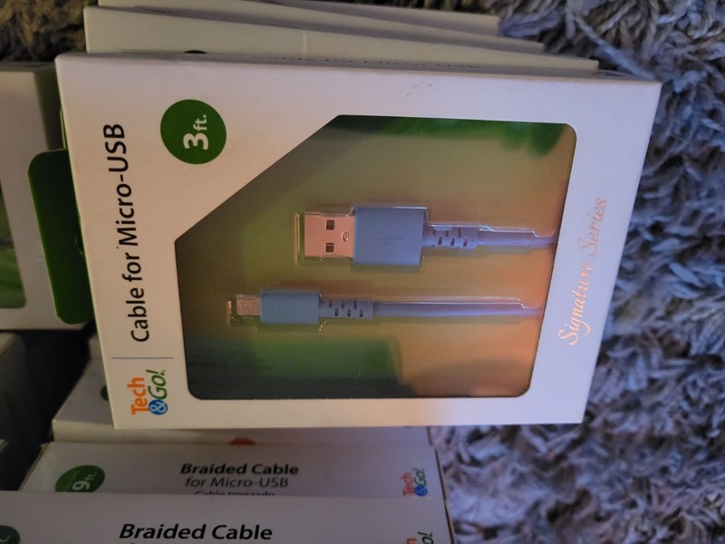 HUGE (98) Tech & Go Braided Micro-USB Charging Cables & Headphone Lot RESELLERS gallery