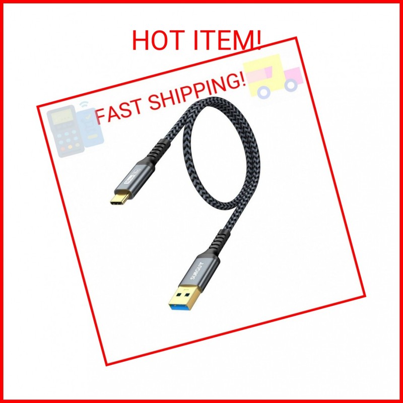 SUNGUY 10Gbps Android Auto USB C Cable, 1.5FT 3A USB 3.1 Gen 2 Fast Charge & Dat