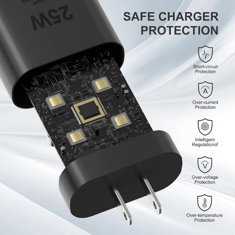 25W Super Fast Wall PD Charger 3FT Type C USB-C Cable For Samsung S22 S21 S20 S9 gallery