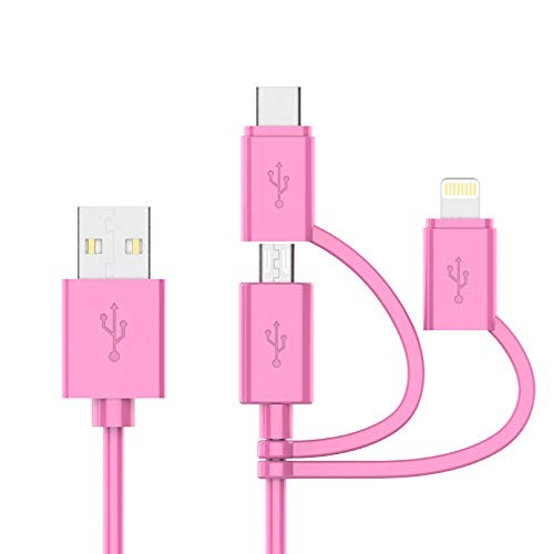 Apple MFI Certified 3-in-1 Cable, Lightning/Type C/Micro USB Cable for iPhone…