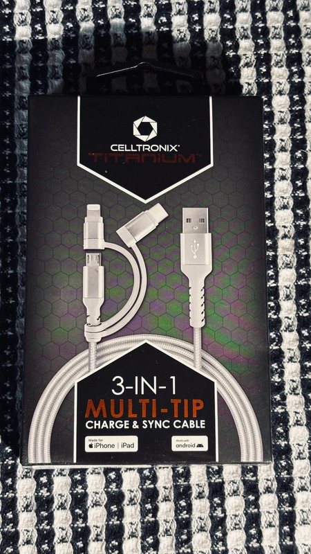 Celltronix Titanium 3-IN-1 Multi-Tip Charge & Sync Cable USB-C