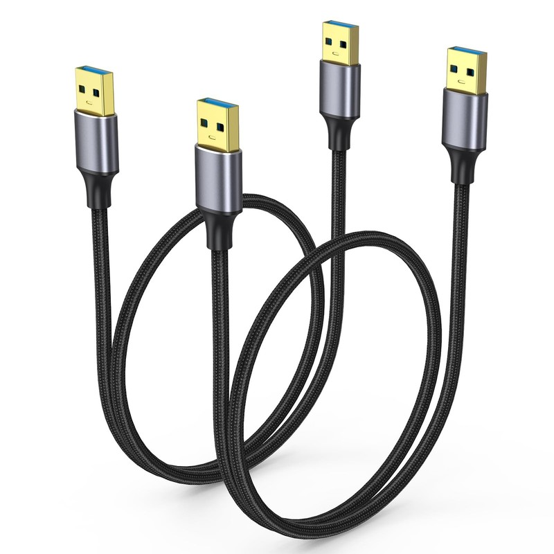 USB 3.0 A to A Cable 2ft 2Pack Male to Male Short Cord For Hard Drive KVM