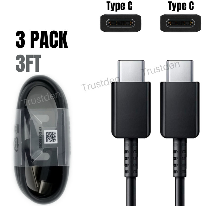 3Pack USB Type-C To Type-C Fast Charger Cable For Samsung Android Charging Cord