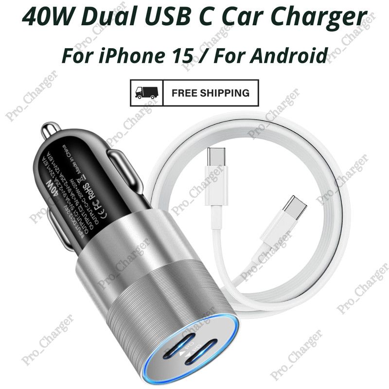 For iPhone 15 Plus Pro Max iPad Samsung 40W USB-C Fast Charger PD Type-C Cable