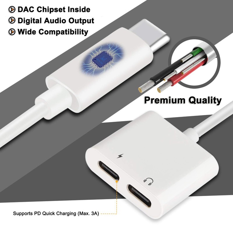 USB-C to 3.5mm Audio Port PD3.0 Fast Charger Adapter For OPPO Reno 7 6 5 4 z AU gallery