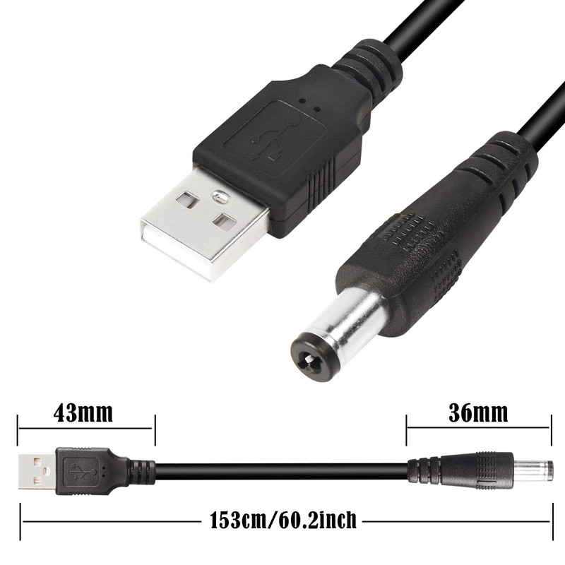 5V USB2.0 to DC Power Cable USB2.0 to DC 5.5mmx2.1mm Universal Charging Cable... gallery