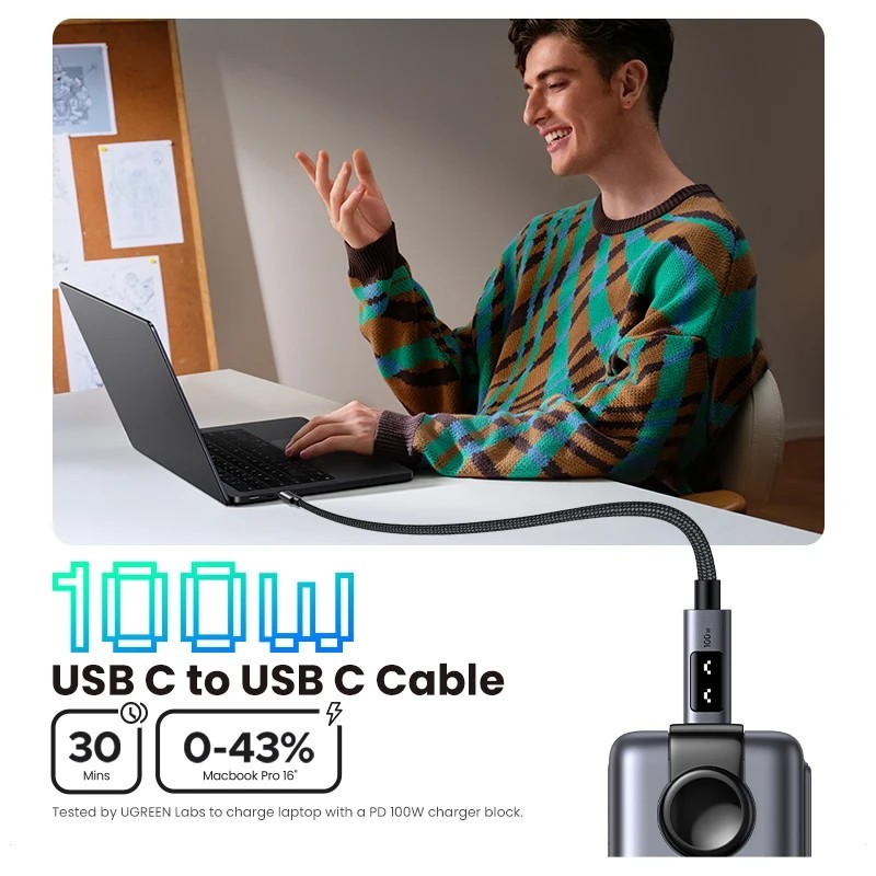 100W USB C to USB C Fast Charging Cable PD Charger for iPhone 15 16 Samsung gallery