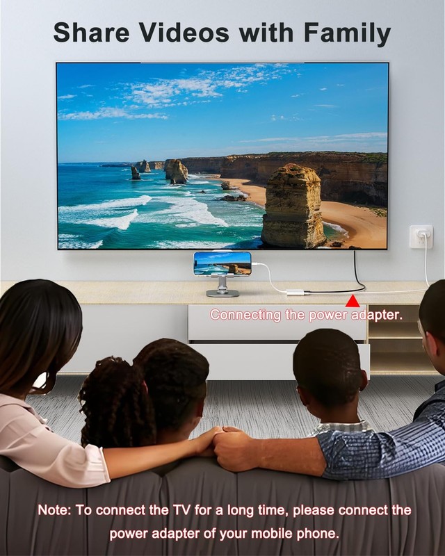 iPhone to HDMI Adapter for TV, USB C Converter Silver gallery