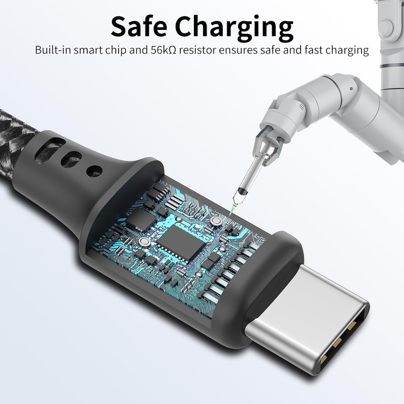 6 Inch Short USB C Cable 3A Fast Charging, 3Pack 0.5Ft USB a to USB C Nylon gallery