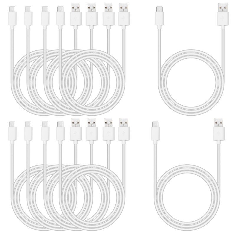USB C Cable Bulk, 6ft 10-Pack Type C Charger Cord White
