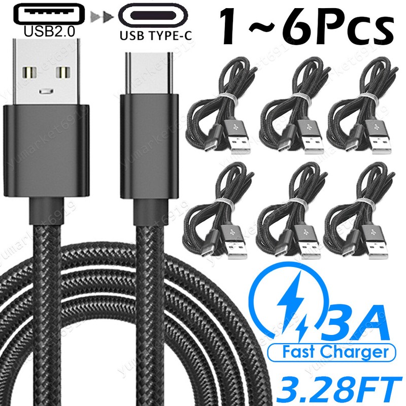 USB Type C Cable 3A Fast Charging USB-A to USB C Charge Braided Cord Charger