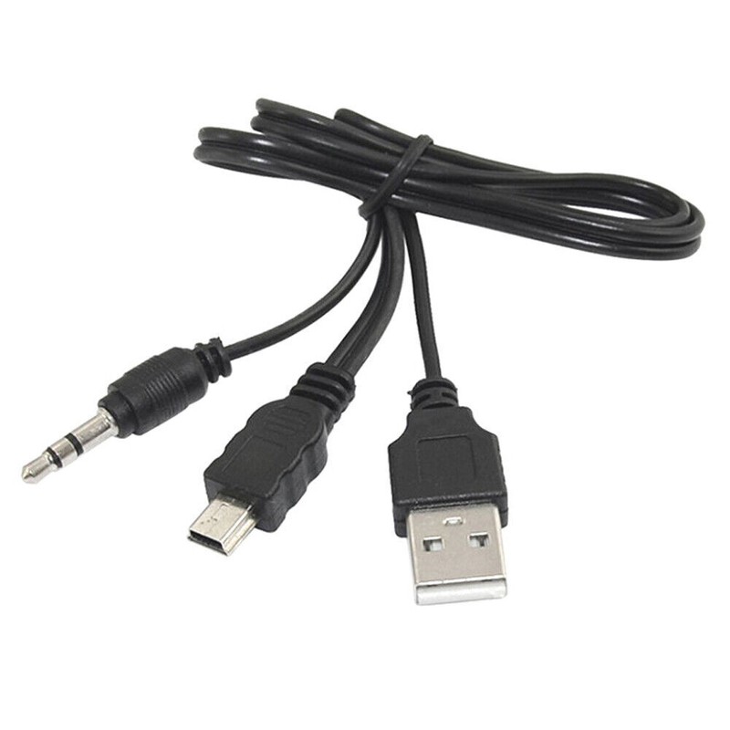 Mini USB to 3.5mm jack plug + USB 2.0 A plug audio charging cable 0.5m gallery