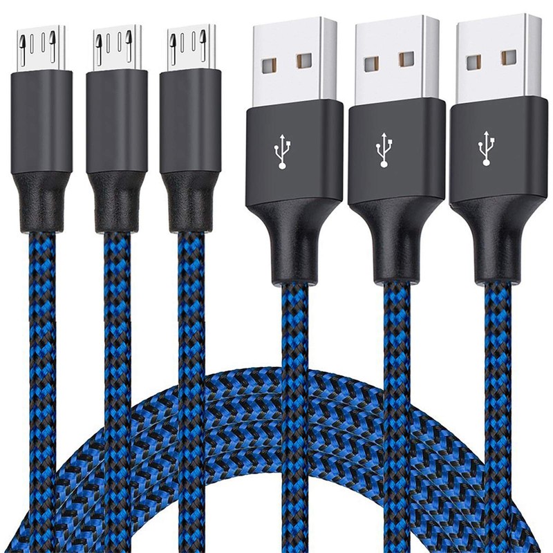 Micro USB Cable, 3Pack 6FT Android Charger Cord Long Braided Sync Fast Chargi...