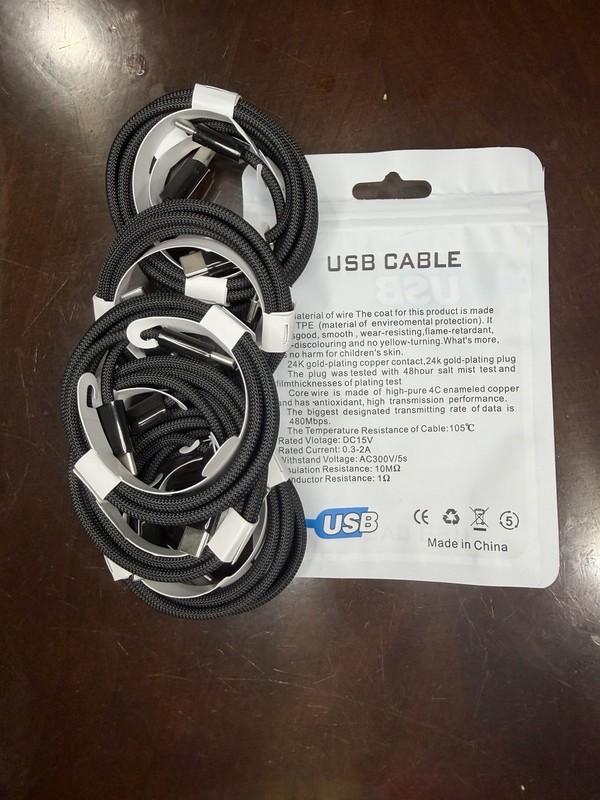 3 Pack Type-C Fast Charging Braided Charger Cable 3ft Black