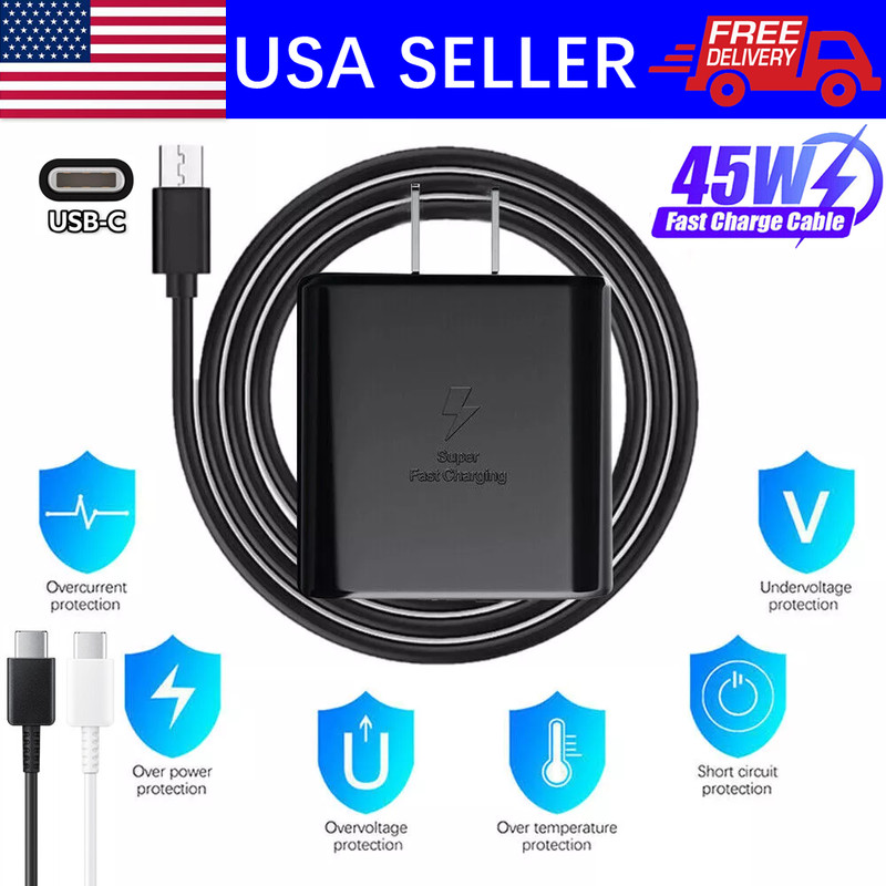 Original Samsung Galaxy S22 S23 S24 S24Ultra 45W Super Fast Wall Charger & Cable