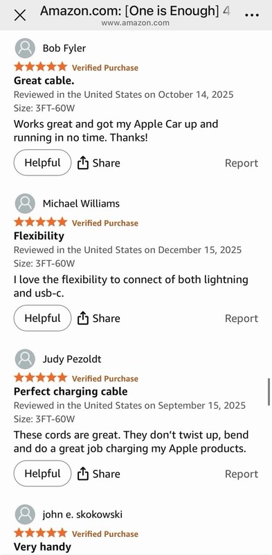 4-in-1 Multi Charging Cable 60W Fast Charge for iPhone Android USB-C Devices 3FT gallery