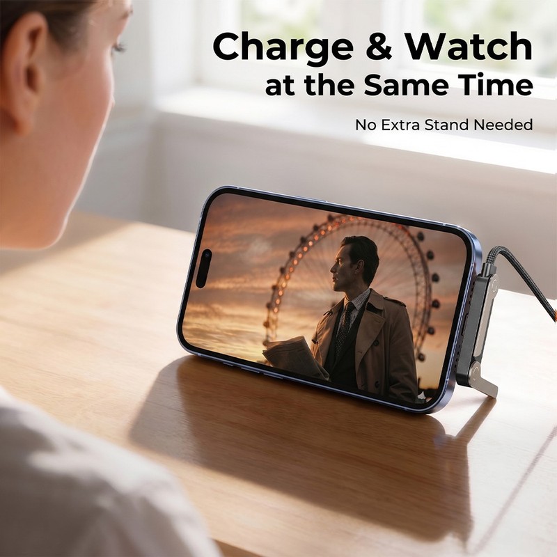 1/2x 2in 1 Invisible Holder Charger Cable 240W Fast Charging Cord w/ Phone Stand gallery