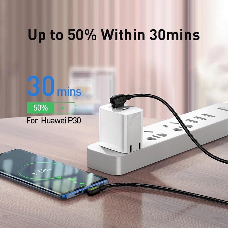 MCDODO 90° USB Type C USB C Fast Charger Cable Data Cord For Samsung Huawei OPPO gallery