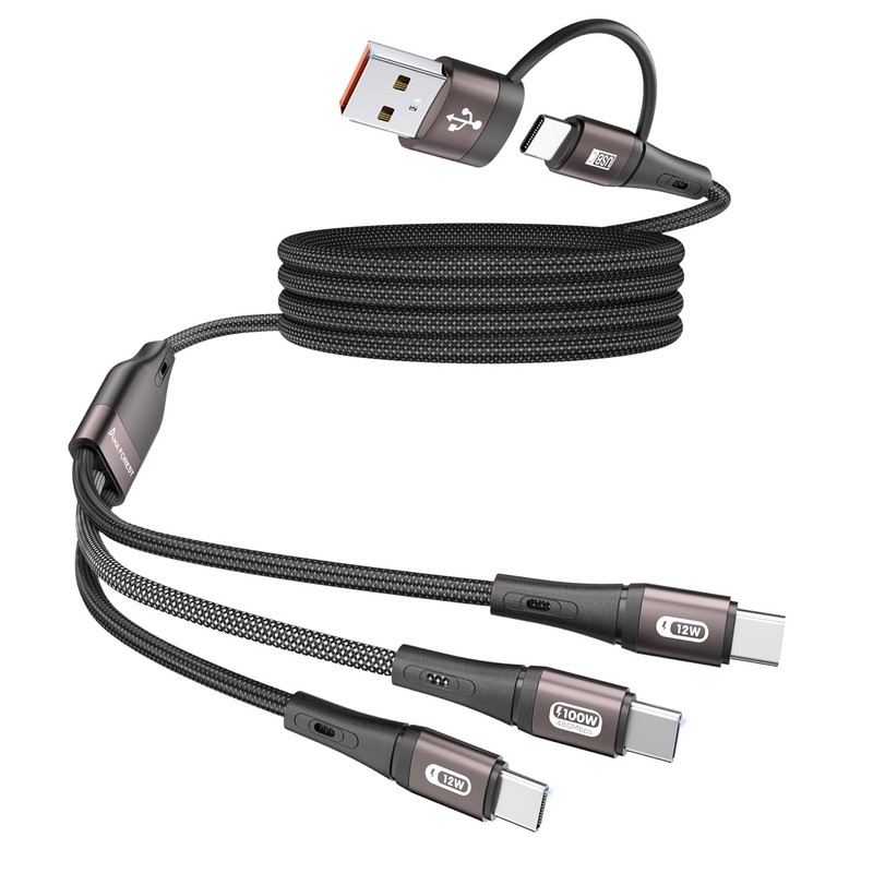 2Pack USB C Multi Charging Cable, 100W 3 in 2 USBC Cable Multiple Connectors …