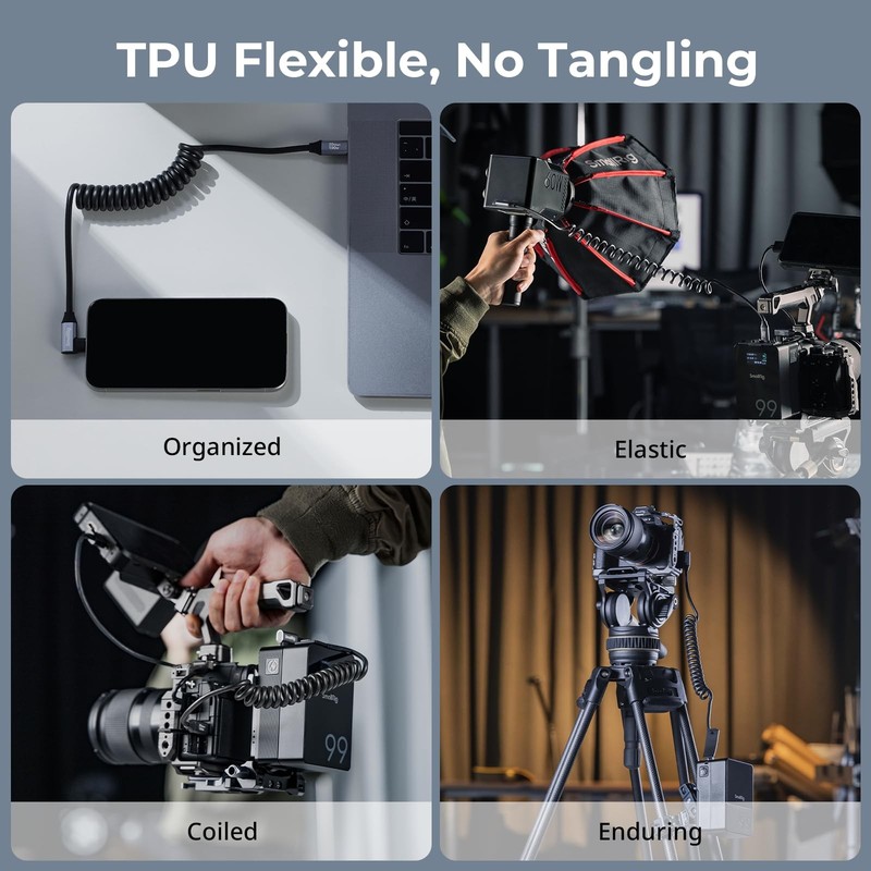 USB C to USB C Coiled Data Cable (Straight to Angled), 90 Degree USB C Cable ... gallery