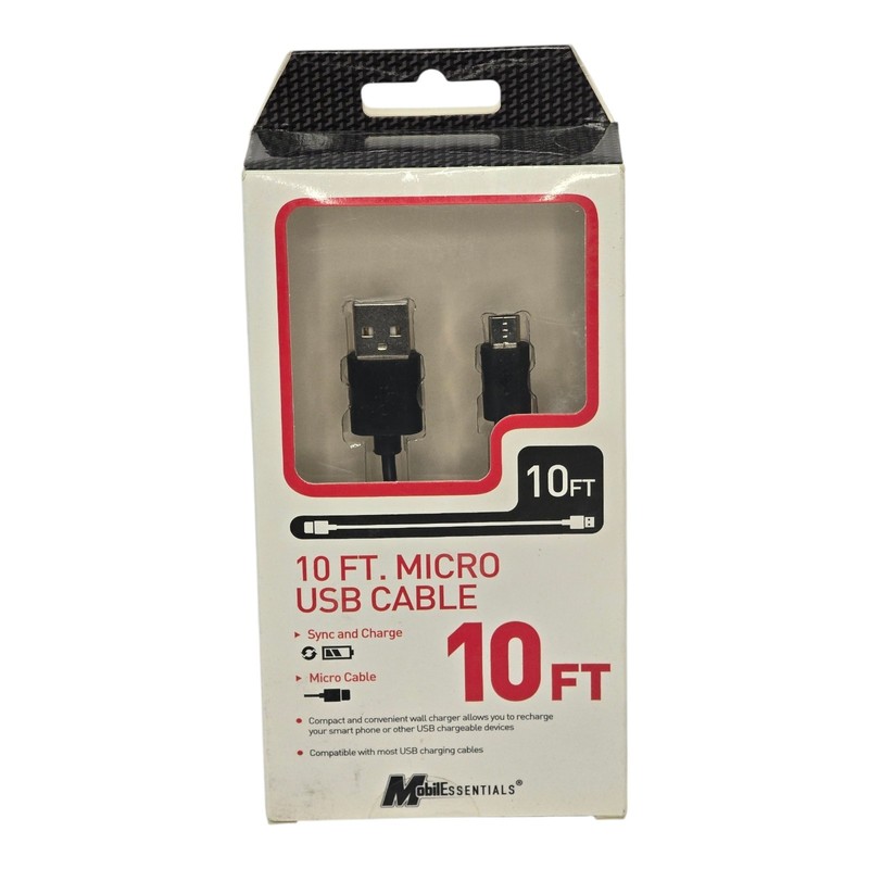 10FT Micro USB Charging Cable – Fast Charger for Android, Samsung, LG, Motorola