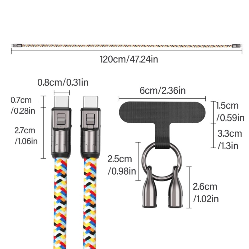 Multiple Use PD240W Type C Charging Cable with Smooth Lanyard for Easy Carry gallery